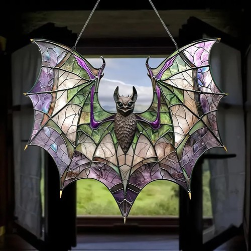 Bat stained glass window - bat,
