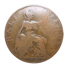 1925 Great Britain Half Penny – George V – Bronze Britannia – UK 1/2d Z3317
