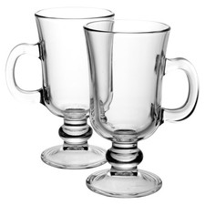 Pasabahce Irish Footed Glass Coffee Mugs Tea Hot Chocolate Drink Cups Set 230ml