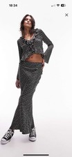 Topshop Black & White Polka Dot Co-Ord Set Size 8 – Blouse & Maxi Skirt