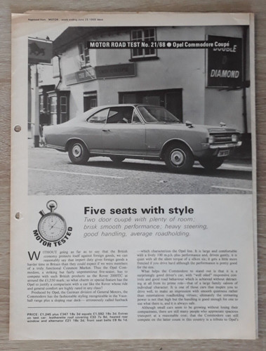 Opel commodore coupe road test - opel,