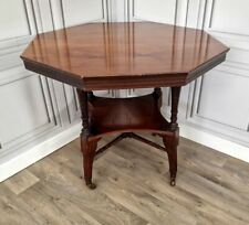 Antique Window Table Wood Aesthetic Movement Octagonal 2 Tier Centre Side End