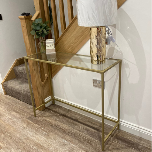 Modern slim gold console - modern,