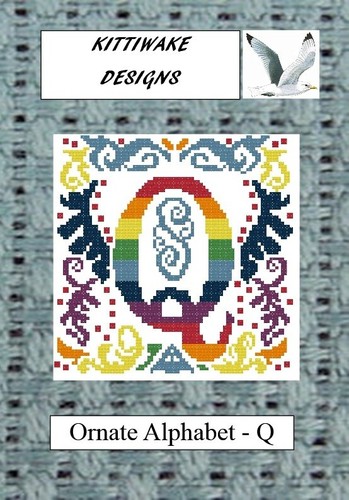 Ornate alphabet q - -, cross