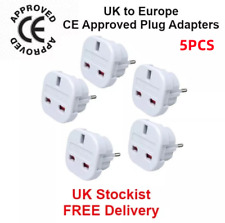 EU Travel Adapter Plug - 5 Pack | UK to Euro Europe Adaptor 2 pin Plugs European