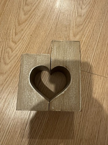 Wooden heart candle holders - wooden,