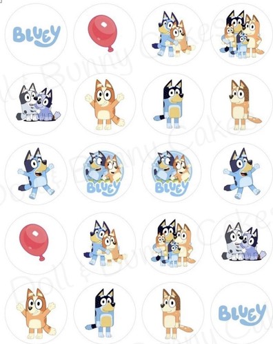 Bluey edible cupcake toppers - bluey,