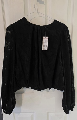 Ladies size black lace top - size,