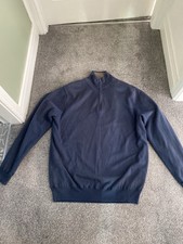 Palm Grove Golf Jumper Mens Size Medium Blue 1/4 Zip Knit Lined