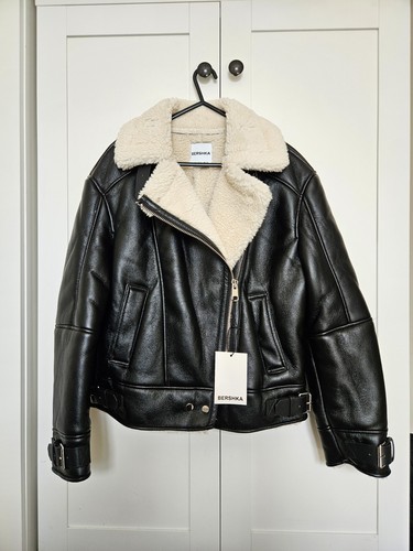 Bershka faux leather shearling - bershka,