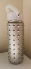 Jade Glass Bottle Studded Silicone Sleeve Silver