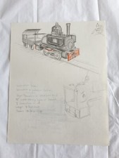 Drawing Of A Steam Train Railway pencil Vintage Named WREN 