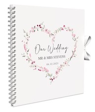 Personalised Large Wedding Heart Blue Flowers Scrapbook Photo Album 30cm x 30cm