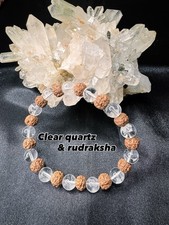 Clear Quartz with 5 Mukhi Rudraksha (Shiv Shakti Face) 100% Natural Certified