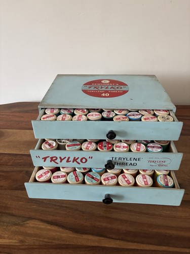 Antique tryklo cotton reel box - antique,