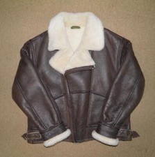 Vintage Nurseys Gents Brown Sheepskin Leather Aviator Flying Jacket 46" Chest