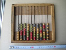 Old hand-made 10 rod wooden abacus - probably French