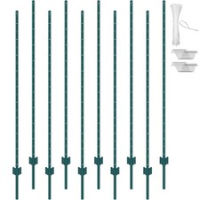 VEVOR 6 Feet Fence Post 10 Pack U-Channel Heavy Duty Metal Fence Posts Green