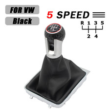 5 Speed Gear Stick Shift Knob W/Boot Cover Black For VW Golf MK7 GTI 2014-2020