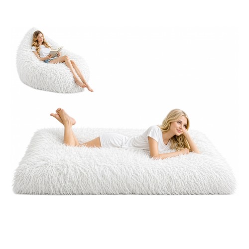 Large grey bean bag - chair, bed