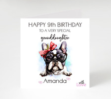 Personalised Cute  French Bulldog Birthday Card for Daughter, Niece, Dad, Mum