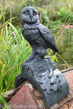 Black owl roof finial 90° angled or half round decorative stone ridge tile 