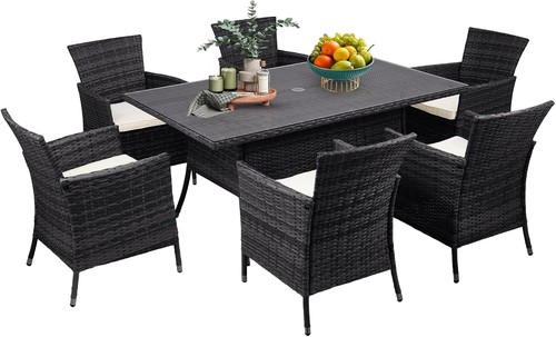 7pc rattan garden dining - rattan,