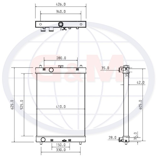 Radiator for kubota - radiator, compact