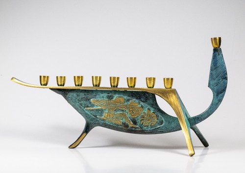 Vintage israel brass menorah - vintage,