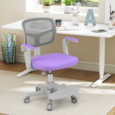 Child Computer Desk Chair w/Armrest & Footrest-Purple