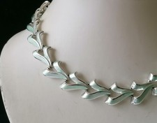 vintage designer signed jewellery necklace silver enamel Jewelcraft Coro Collar