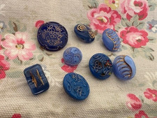 8 Deco /  Vintage Blue Glass