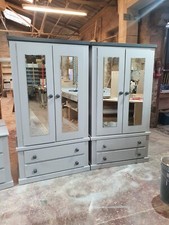 HANDMADE AYLESBURY NEXT ×2 GENTS 2 MIRROR GREY DARK GREY WARDROBES MADE IN2 PART