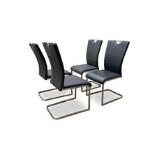 Furniture Village ‘Bianco' Charcoal Faux Leather Cantilever Dining Chairs x4 NEW