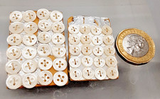 44 Vintage Tiny Mother of Pearl Shell Round Buttons on Cards 6.4mm & 7.5mm
