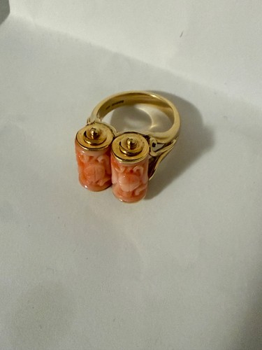 18k gold coral - vintage, ring
