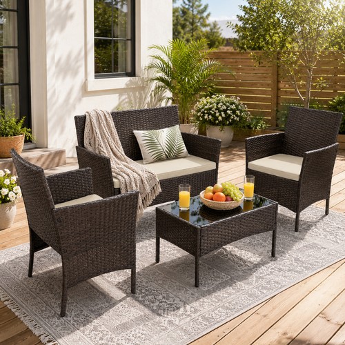 Piece rattan loveseat set - 4-piece,