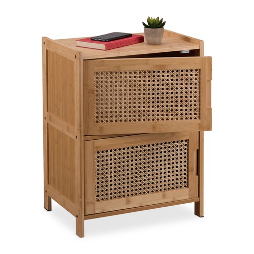 Bedside table rattan drawers - rattan,