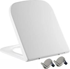 Mass Dynamic Square Shape PP Toilet Seat, Glossy Finish, White, 36 x 41.5 cm