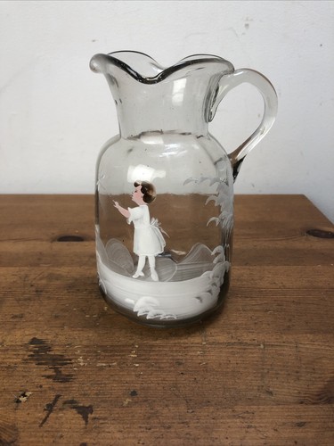 Antique mary gregory jug - "mary,