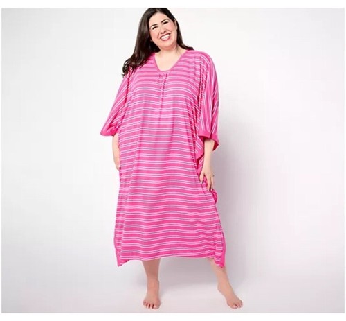 Carole hochman striped neck - hochman, v-neck