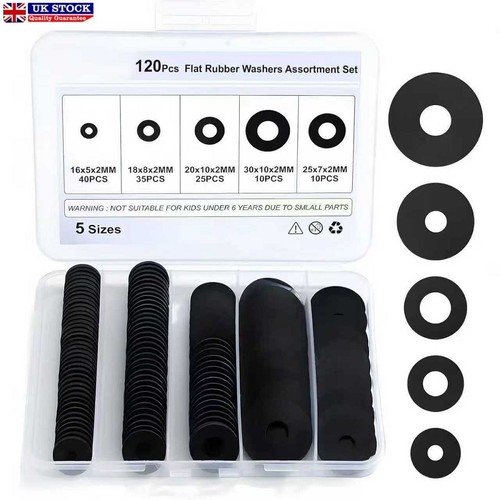 120pcs rubber washers assorted - rubber,
