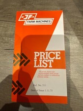 J F Farm Machines Price List 1975 Vintage Trailers Foragers Mowers, Conditioner