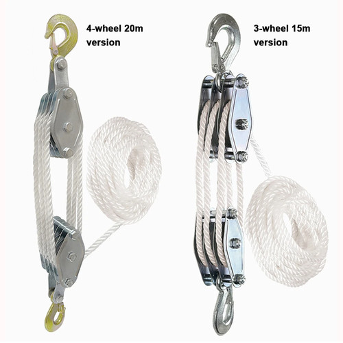 Block and tackle pulley - and,