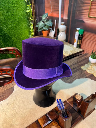 Luxury purple velvet top hat - purple,