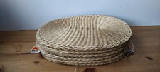 6 x Large Oval Woven Rattan Raffia Placemats - Vintage - 30 x 23cm - Prop/Decor