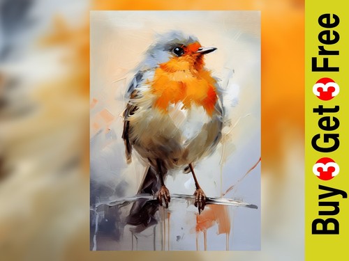 Delicate robin perch - robin, 5"x7"