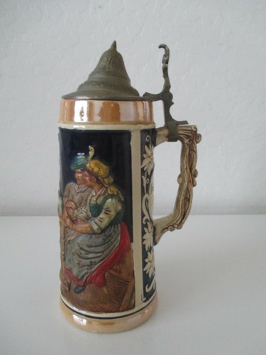 German lidded beer stein - german,