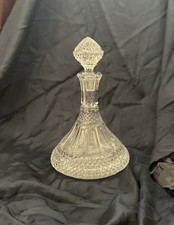 Vintage cut glass crystal Ships Captain Decanter Hand Cut England 