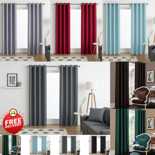 Faux silk curtains eyelet - silk,